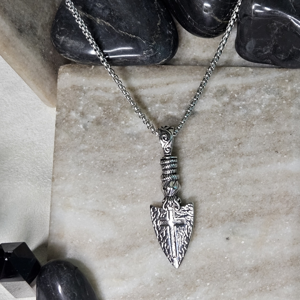 Silver Arrow Shield Pendant